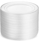 Pratos de jantar Munfix 100 Silver Plastic 26 cm para festa de casamento