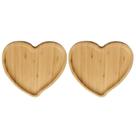 Pratos de manteiga 2pcs em forma de coração bandeja de madeira de bambu ecológica comida chá café servindo prato bandeja de pão de frutas