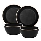 Pratos De Melamina Almoço Jantar & Sobremesa + Tigelas Bowls Preto