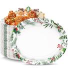 Pratos de Natal VEIZEDD: papel resistente oval de 12 x 10 polegadas e 50 quilates