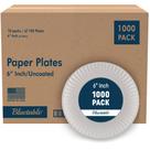 Pratos de papel Bluetable, 6 polegadas, 1000 unidades, não revestidos, brancos Pratos de papel Bluetable, 6 polegadas, 1000 unidades, não revestidos, brancos