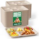 Pratos de papel compostáveis de 5 compartimentos JOLLY CHEF 10x21cm 500mL Pratos de papel compostáveis de 5 compartimentos JOLLY CHEF 10x21cm 500mL
