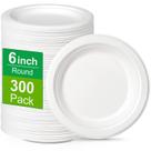 Pratos de papel compostáveis Greconv 300, pacote de 15 cm, brancos