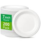 Pratos de papel compostáveis Greconv White 18 cm, pacote com 200