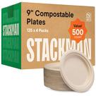 Pratos de papel compostáveis Stack Man 9 polegadas 500 unidades