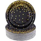 Pratos de papel descartáveis Aneco 100 peças 17,7 cm preto/dourado