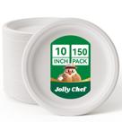 Pratos de papel descartáveis compostáveis JOLLY CHEF 10 polegadas, pacote 150
