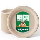Pratos de papel descartáveis compostáveis JOLLY CHEF 10 polegadas, pacote com 125 Pratos de papel descartáveis compostáveis JOLLY CHEF 10 polegadas, pacote com 125