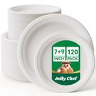 Pratos de papel descartáveis compostáveis JOLLY CHEF de 10 polegadas, 120 unidades Pratos de papel descartáveis compostáveis JOLLY CHEF de 10 polegadas, 120 unidades