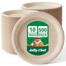 Pratos de papel descartáveis JOLLY CHEF Compostable 10 polegadas, pacote 500