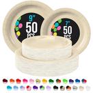 Pratos de papel Exquisite Ivory descartáveis 100 unidades de 9 polegadas e 7 polegadas