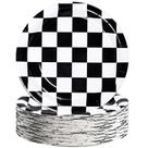 Pratos de papel Fairooth Racing Car de 9 polegadas preto/branco (pacote com 50) Pratos de papel Fairooth Racing Car de 9 polegadas preto/branco (pacote com 50)