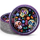 Pratos de papel FillTouch Sugar Skull 7 polegadas roxos (100 unidades)