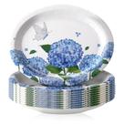 Pratos de papel Funnymoom Hydrangea Blue 28 cm 50 unidades descartáveis