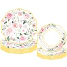 Pratos de papel Mumufy Wild Floral Pink Rose 23 e 18 cm, pacote com 100