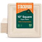 Pratos de papel Stack Man 100% compostáveis pacote com 50 25 cm