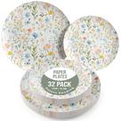 Pratos de papel Trendables Floral, conjunto de 32 peças, 20/25 cm