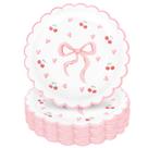 Pratos de papel Whaline Pink Bow de 9 polegadas e 40 unidades para artigos de festa