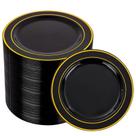 Pratos de plástico BuCla Black Gold 16 cm 100 unidades de sobremesa/salada Pratos de plástico BuCla Black Gold 16 cm 100 unidades de sobremesa/salada