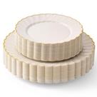 Pratos de plástico da Madee PREMIUM Ivory com acabamento dourado, 60 unidades