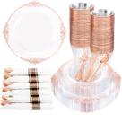 Pratos de plástico descartáveis Nervure Rose Gold 175 unidades Pratos de plástico descartáveis Nervure Rose Gold 175 unidades