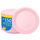 Pratos de plástico descartáveis WELLIFE Pink 23cm 150 Count