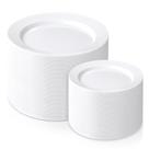 Pratos de plástico FLOWERCAT 200 unidades para festa - jantar de 100 a 25 cm e salada de 100 a 18 cm