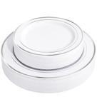 Pratos de plástico FLOWERCAT Silver 60 unidades (30 para jantar, 30 sobremesas)
