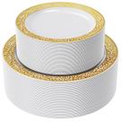 Pratos de plástico FOCUSLINE Gold Set 102 com 51 Jantar 26 cm e 51 Salada 19 cm