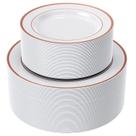 Pratos de plástico FOCUSLINE Rose Gold 120 unidades (60 para jantar e 60 para sobremesas)