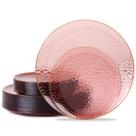 Pratos de plástico Hioasis Burgundy com borda dourada 60 unidades para 30 convidados