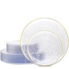 Pratos de plástico Hioasis Clear com borda dourada 60 unidades para 30 convidados