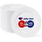 Pratos de plástico JOLLY CHEF 25,4 cm 100 unidades brancas para casamento