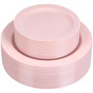 Pratos de plástico Moretoes 100PCS rosa descartáveis 25cm e 18cm Pratos de plástico Moretoes 100PCS rosa descartáveis 25cm e 18cm