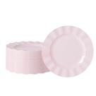 Pratos de plástico NZVCN, pacote com 72 unidades, salada/sobremesa ondulada rosa de 18 cm