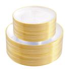 Pratos de plástico PULOTE Clear/Gold 100 unidades para casamento e festa