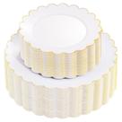 Pratos de plástico supernal, 100 unidades, dourado, recortado, 50, jantar, 50 saladas