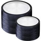 Pratos de plástico U-QE 200 unidades transparentes/pretos para festa com 100 jantares