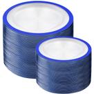 Pratos de plástico U-QE Royal Blue 200 unidades (jantar de 100 a 25 cm e sobremesa de 100 a 18 cm)