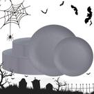 Pratos de plástico W WONDERFUL Dark Grey, conjunto reutilizável de 32 unidades Pratos de plástico W WONDERFUL Dark Grey, conjunto reutilizável de 32 unidades