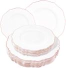 Pratos de plástico WDF Baroque White & Rose Gold 60 unidades Pratos de plástico WDF Baroque White & Rose Gold 60 unidades