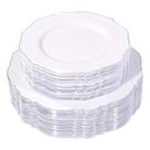 Pratos de plástico WDF Silver 100 unidades com design barroco de alta qualidade Pratos de plástico WDF Silver 100 unidades com design barroco de alta qualidade