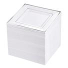 Pratos de sobremesa descartáveis BuCla branco/prata 15 cm 100 unidades