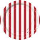 Pratos de sobremesa exclusivos Party Dazzling Ruby Red Stripes 7"