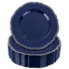 Pratos de sobremesa Hioasis Blue Plastic 7,5 polegadas, 60 unidades com borda dourada Pratos de sobremesa Hioasis Blue Plastic 7,5 polegadas, 60 unidades com borda dourada
