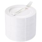 Pratos de sobremesa WELLIFE White Plastic 100 unidades com garfos prateados Pratos de sobremesa WELLIFE White Plastic 100 unidades com garfos prateados