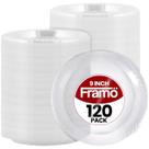 Pratos descartáveis de plástico transparente FRAMO 23cm, pacote 120