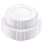 Pratos descartáveis Morejoy 100 unidades de plástico branco, 50 para jantar (26 cm) e 50% para sobremesas (19 cm)