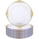 Pratos descartáveis Nervure 100 unidades transparentes/dourados 26 cm de casamento