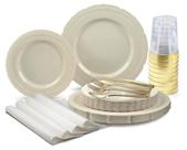 Pratos descartáveis OCCASIONS Chateau Ivory, conjunto de 200 unidades